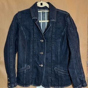 J. Jill Dark Wash Denim Tailored Blazer